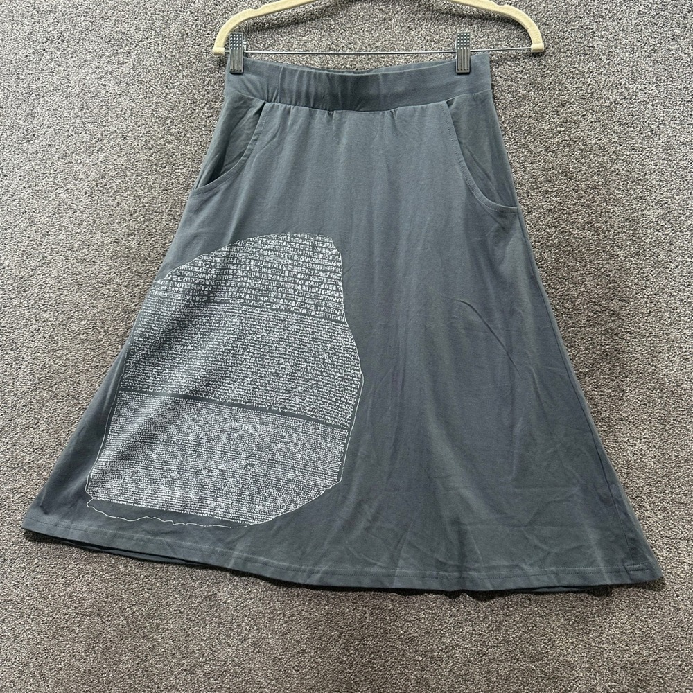 Svaha Rosetta Stone Organic Cotton A-Line Skirt Gray XS STEAM History Geek Nerd